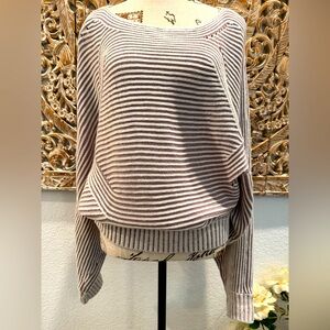 Striped Women's Sweater - Pink and Gray
